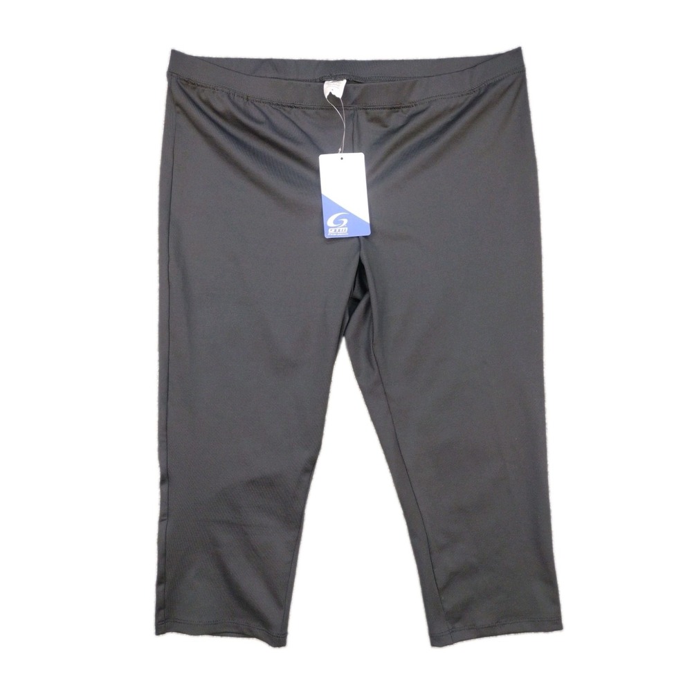 GTM Women's Black Straight Leg Stretch Athletic Lounge Capri Large NWT
